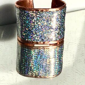 Genuine Leather Holographic Copper Cuff Bracelet Real Hologram (not Glitter)